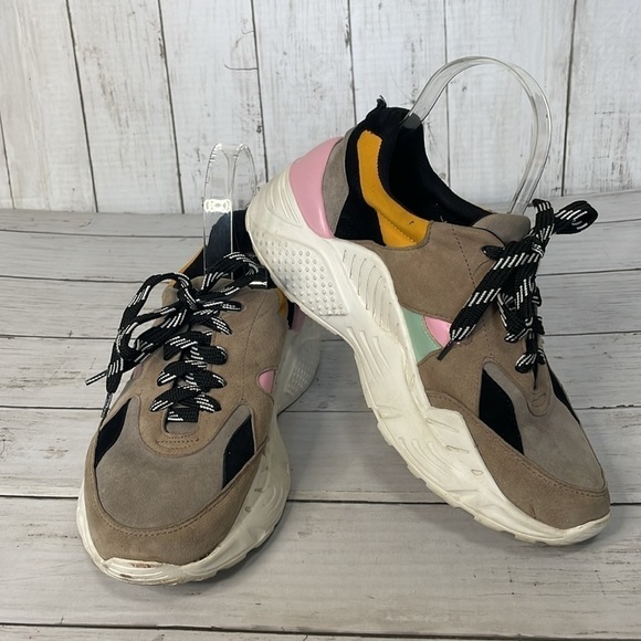 Gianni Bini Troye Chunky Taupe/Multi ColorLace-Up Sneakers - Picture 8 of 12